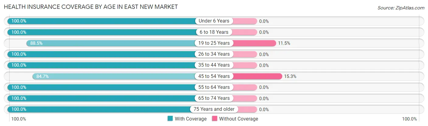 Health Insurance Coverage by Age in East New Market