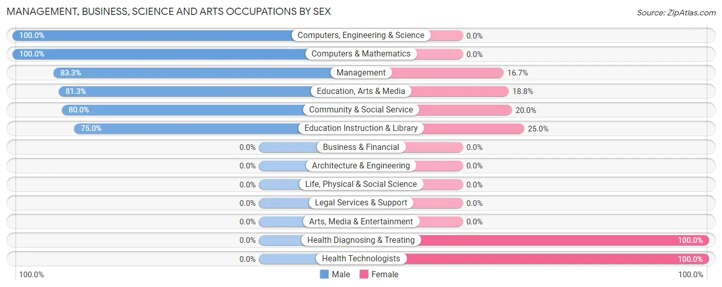 Management, Business, Science and Arts Occupations by Sex in East New Market