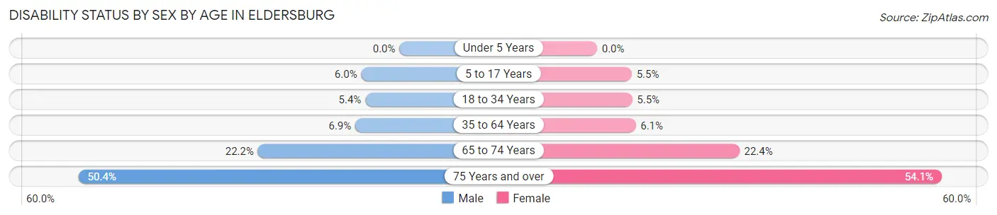 Disability Status by Sex by Age in Eldersburg