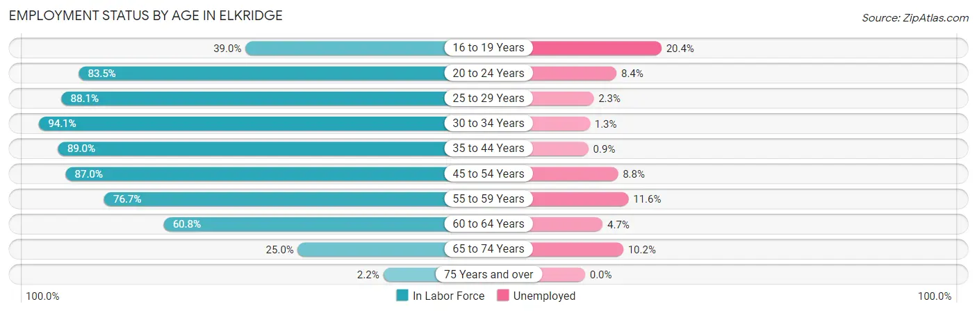 Employment Status by Age in Elkridge