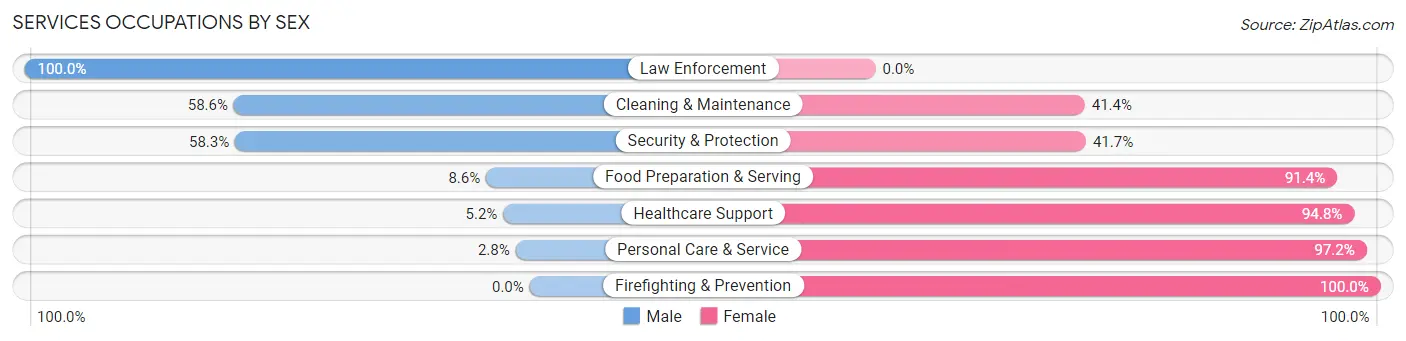 Services Occupations by Sex in Federalsburg