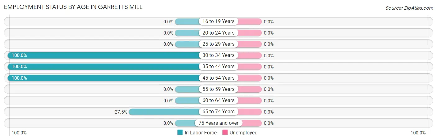 Employment Status by Age in Garretts Mill