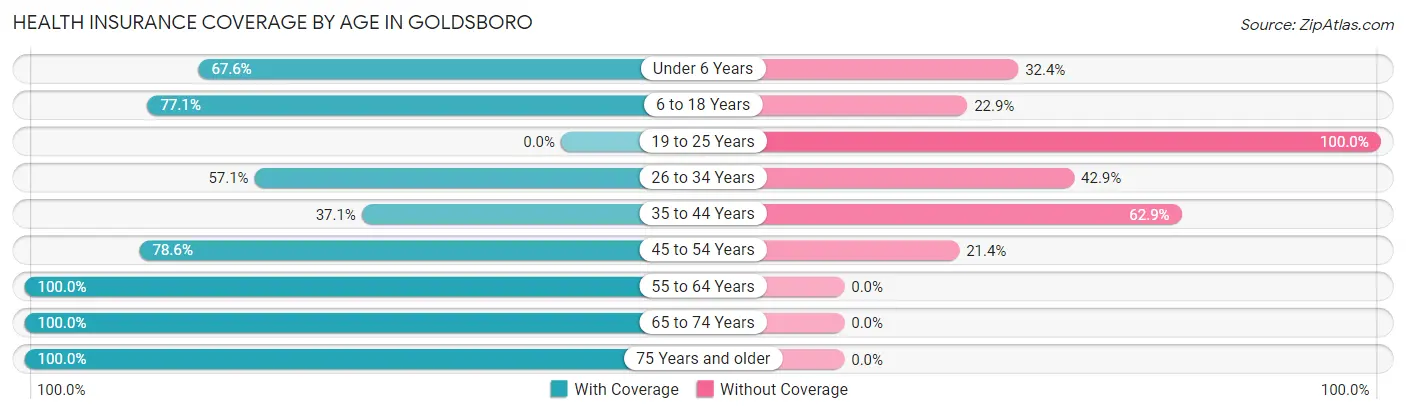 Health Insurance Coverage by Age in Goldsboro
