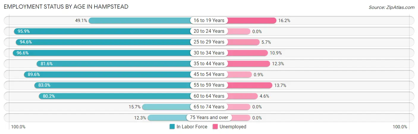 Employment Status by Age in Hampstead