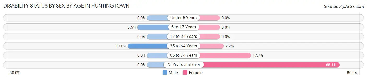 Disability Status by Sex by Age in Huntingtown
