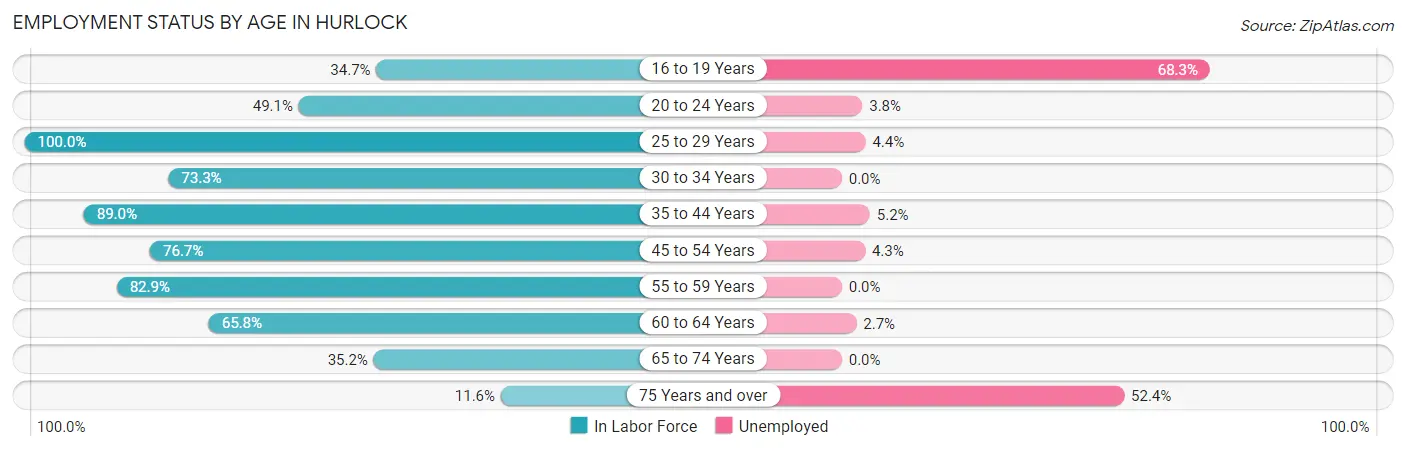 Employment Status by Age in Hurlock