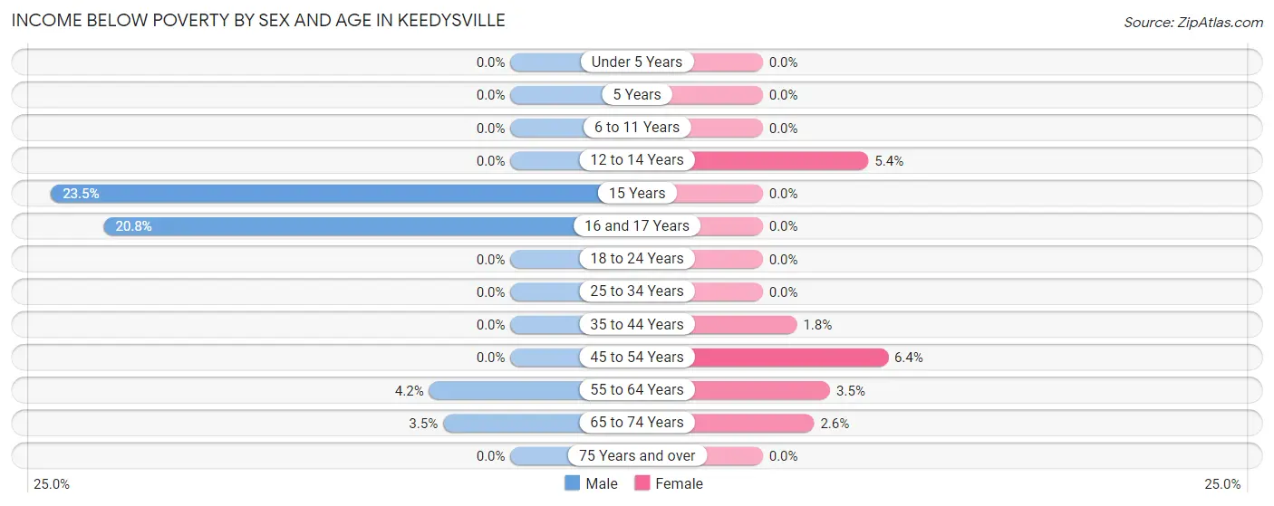 Income Below Poverty by Sex and Age in Keedysville