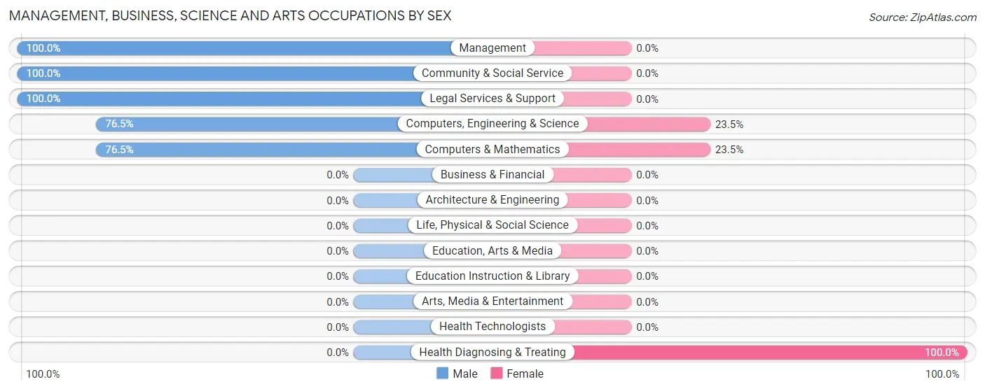 Management, Business, Science and Arts Occupations by Sex in Lewistown