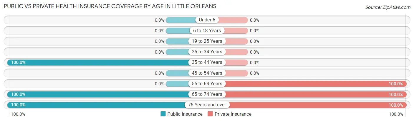 Public vs Private Health Insurance Coverage by Age in Little Orleans
