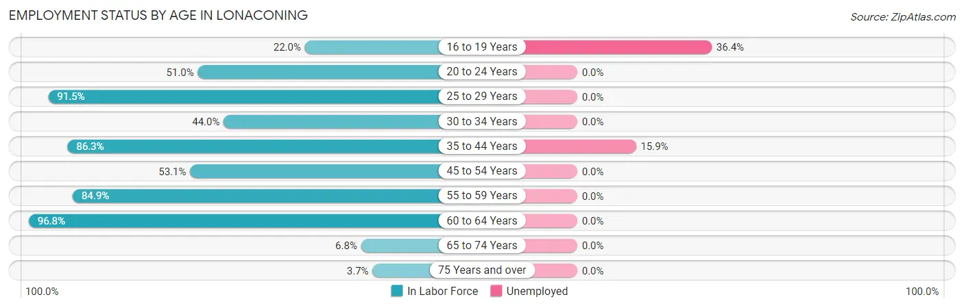 Employment Status by Age in Lonaconing