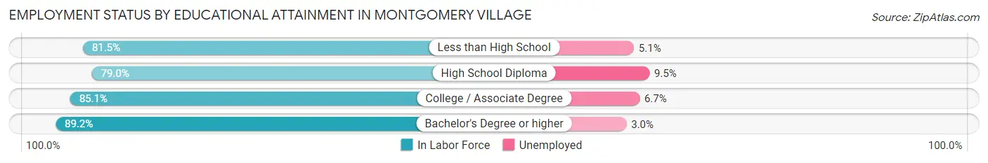 Employment Status by Educational Attainment in Montgomery Village