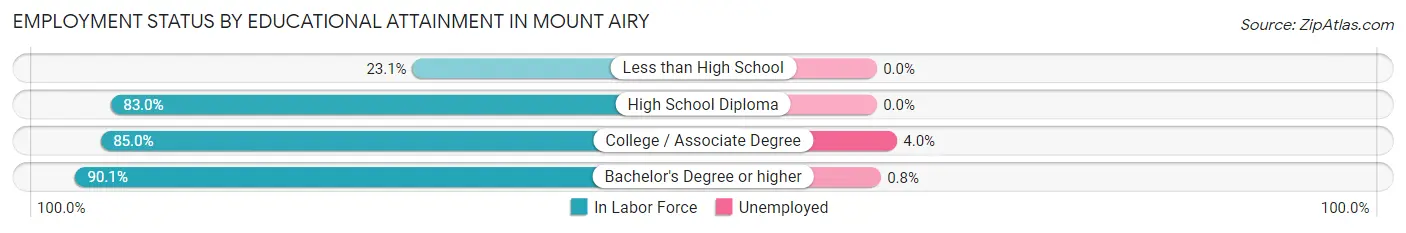 Employment Status by Educational Attainment in Mount Airy