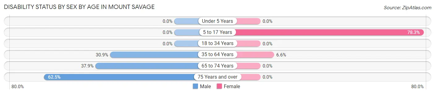 Disability Status by Sex by Age in Mount Savage