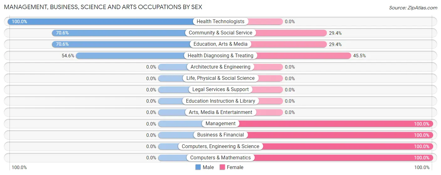 Management, Business, Science and Arts Occupations by Sex in Mount Savage