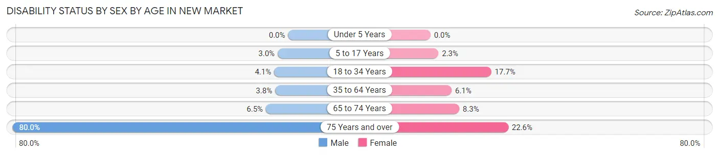 Disability Status by Sex by Age in New Market