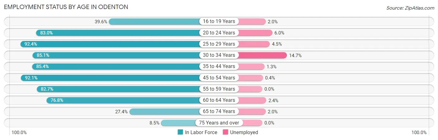 Employment Status by Age in Odenton