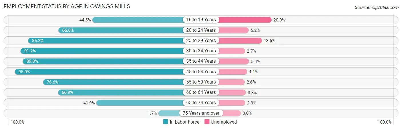 Employment Status by Age in Owings Mills