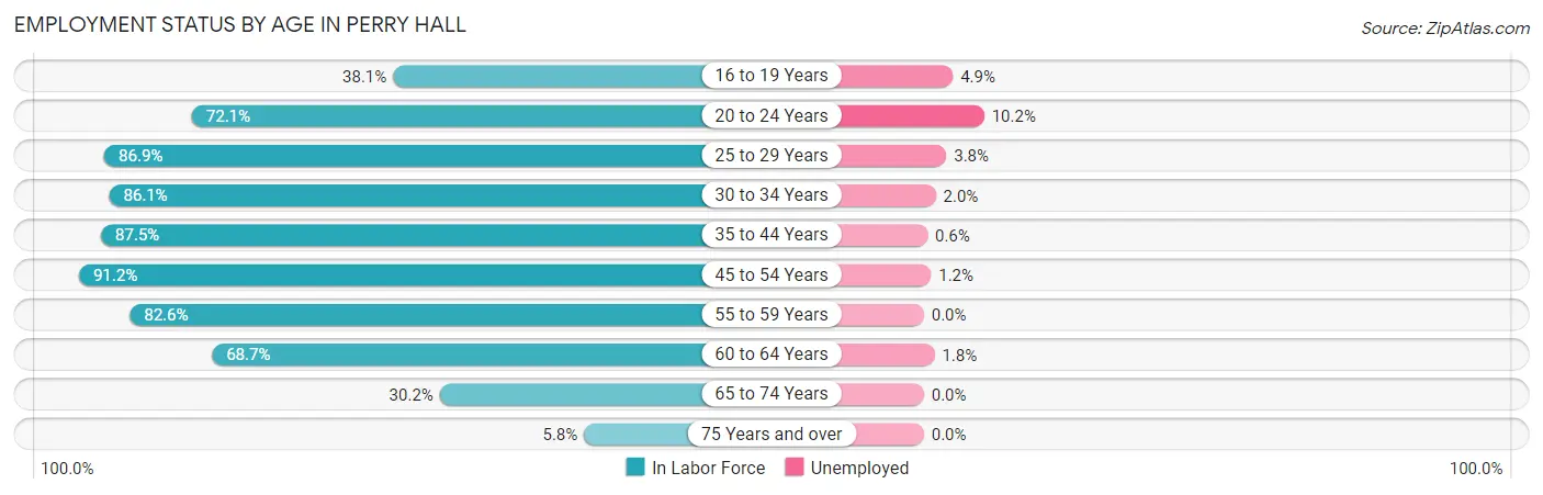 Employment Status by Age in Perry Hall