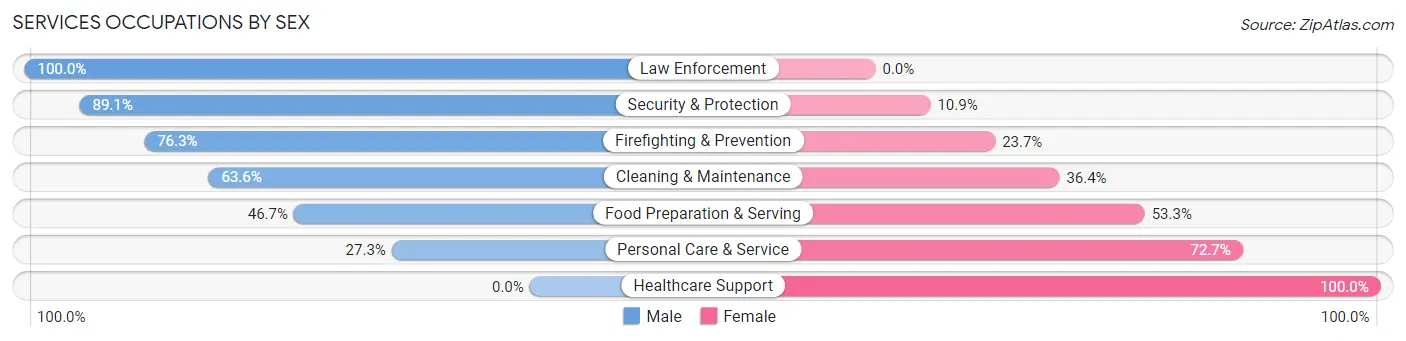 Services Occupations by Sex in Perry Hall