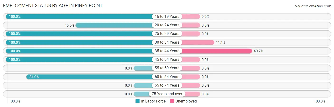 Employment Status by Age in Piney Point