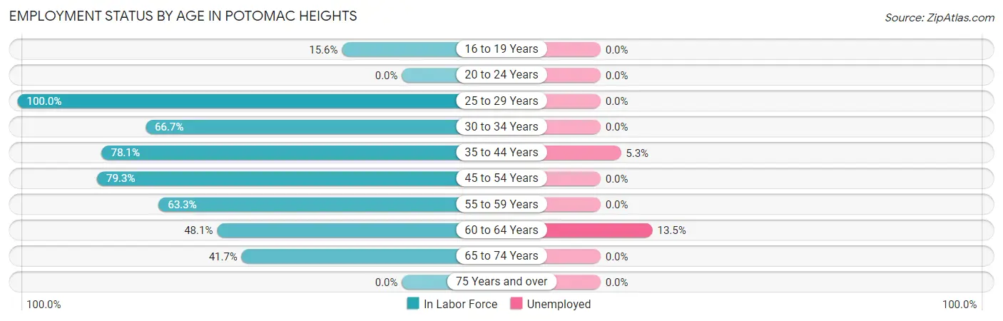 Employment Status by Age in Potomac Heights