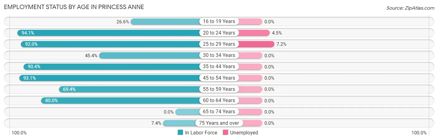 Employment Status by Age in Princess Anne