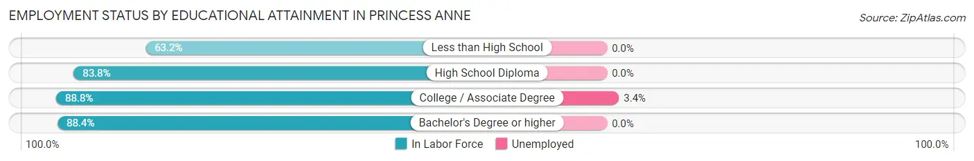 Employment Status by Educational Attainment in Princess Anne