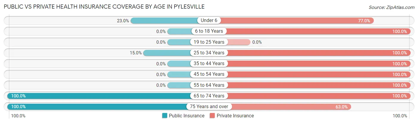 Public vs Private Health Insurance Coverage by Age in Pylesville