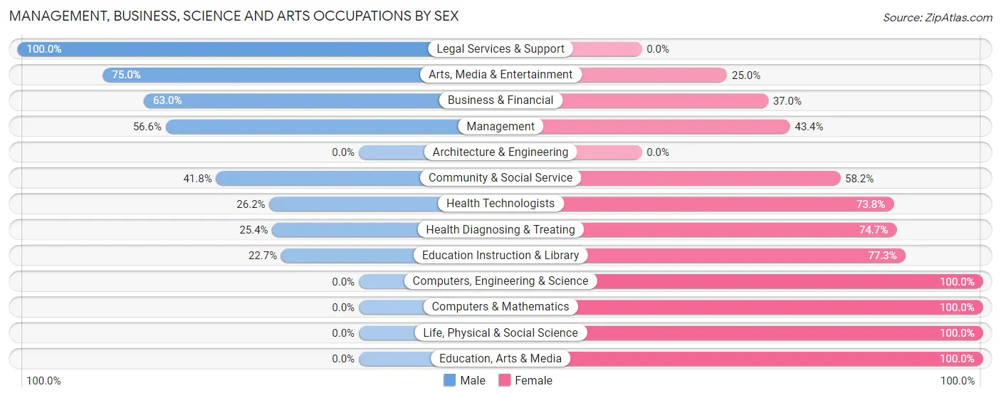 Management, Business, Science and Arts Occupations by Sex in Rock Hall