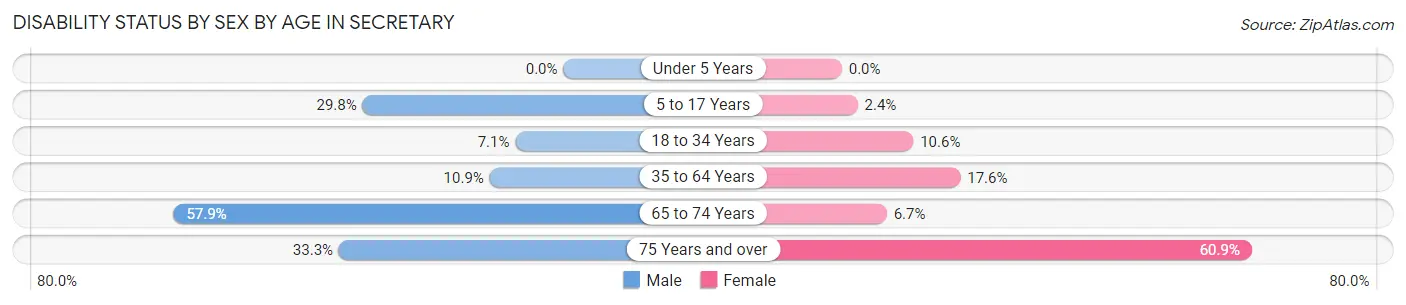 Disability Status by Sex by Age in Secretary