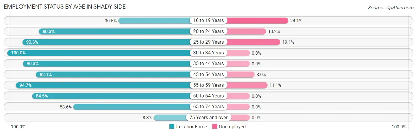 Employment Status by Age in Shady Side