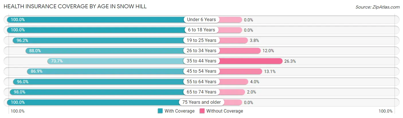 Health Insurance Coverage by Age in Snow Hill