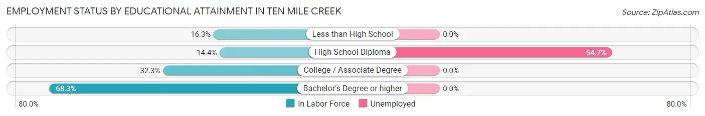 Employment Status by Educational Attainment in Ten Mile Creek