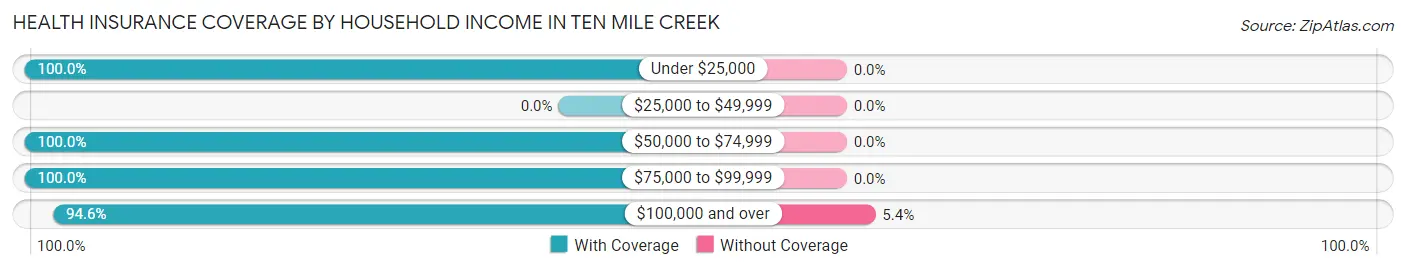 Health Insurance Coverage by Household Income in Ten Mile Creek