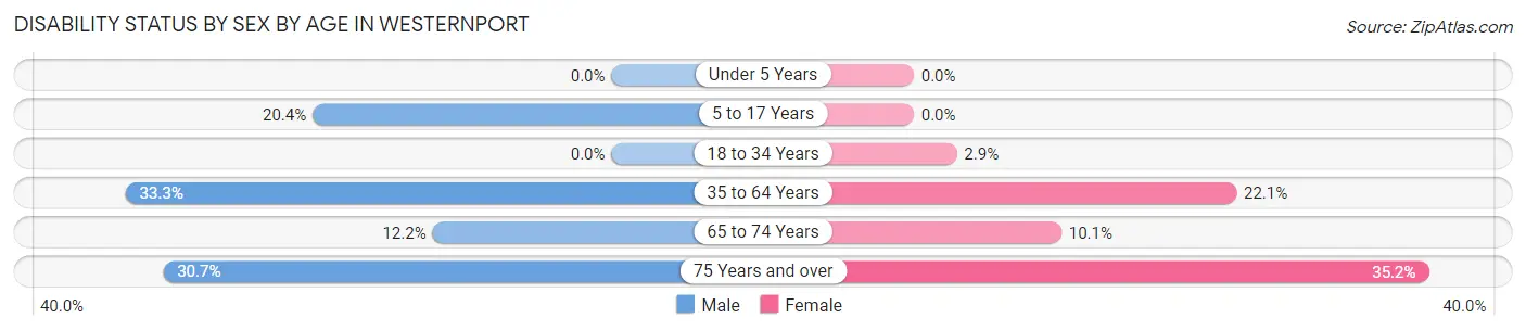 Disability Status by Sex by Age in Westernport