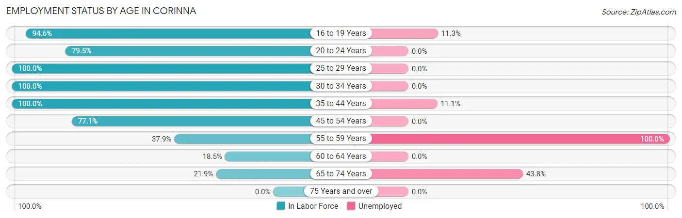 Employment Status by Age in Corinna