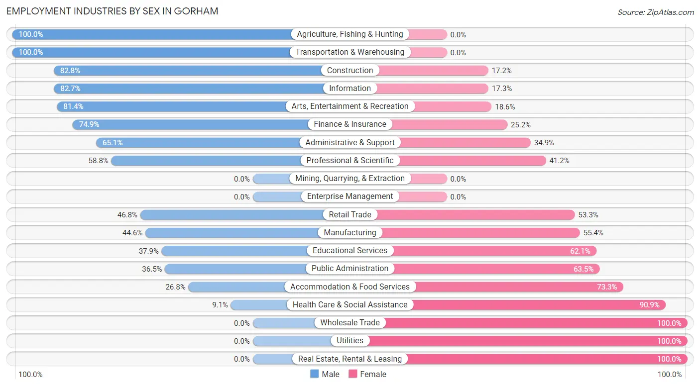 Employment Industries by Sex in Gorham