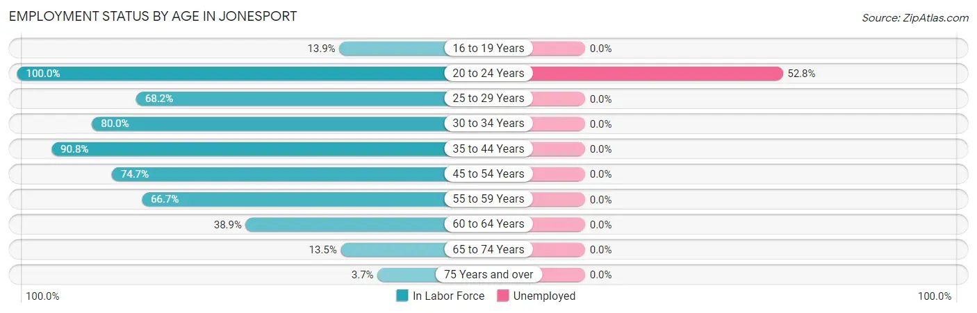 Employment Status by Age in Jonesport