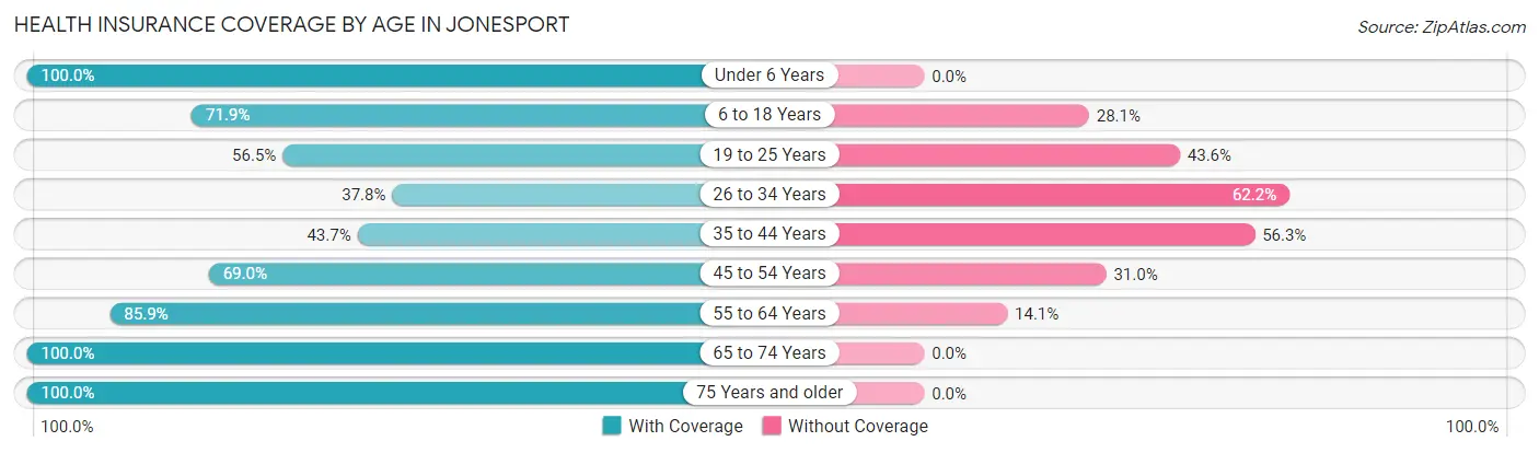 Health Insurance Coverage by Age in Jonesport