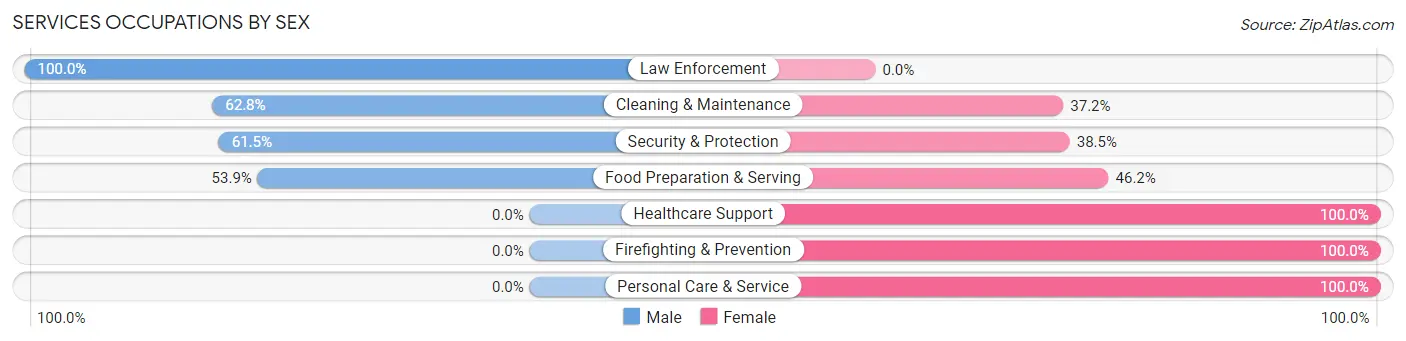 Services Occupations by Sex in Machias