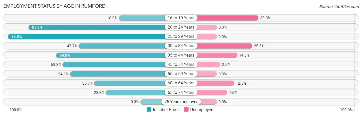 Employment Status by Age in Rumford