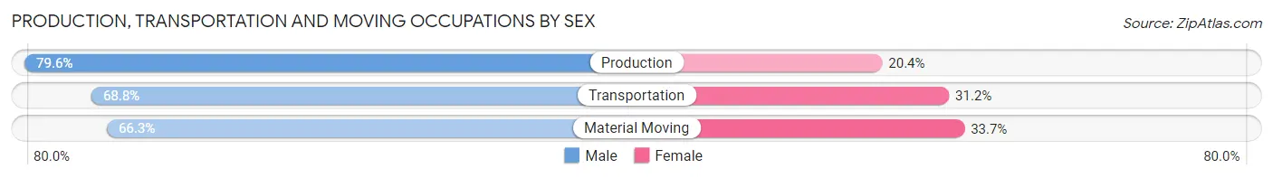 Production, Transportation and Moving Occupations by Sex in Waterville