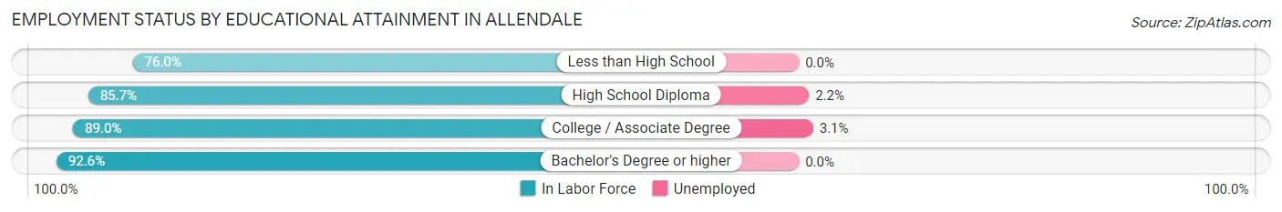 Employment Status by Educational Attainment in Allendale