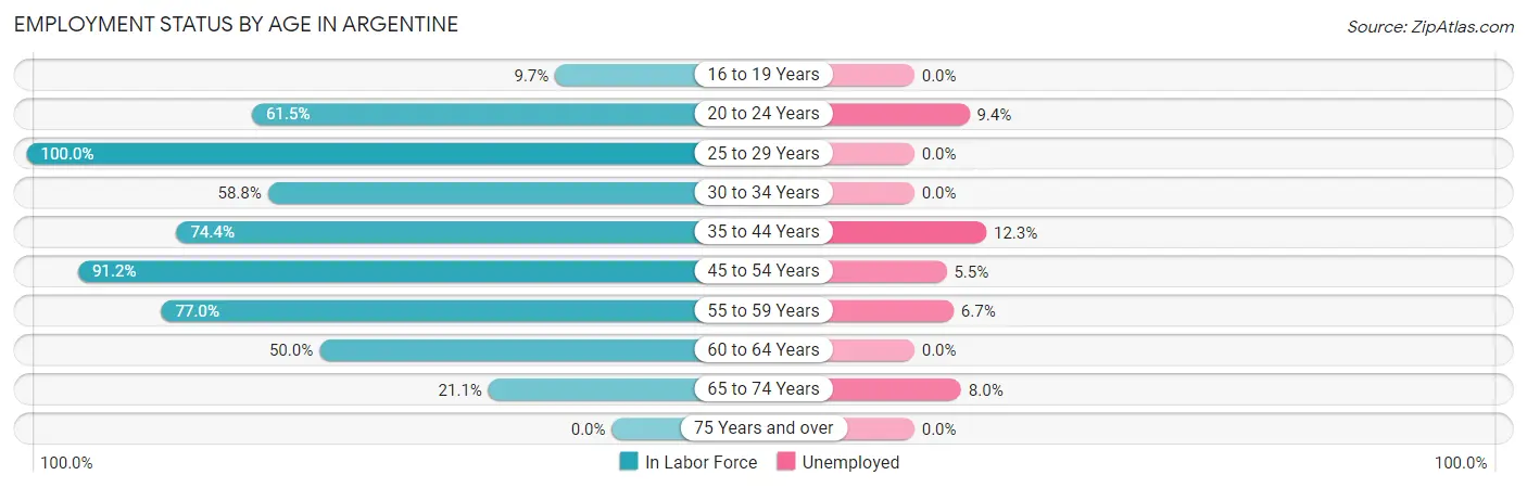 Employment Status by Age in Argentine