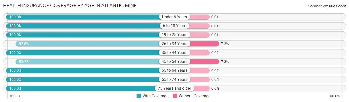 Health Insurance Coverage by Age in Atlantic Mine