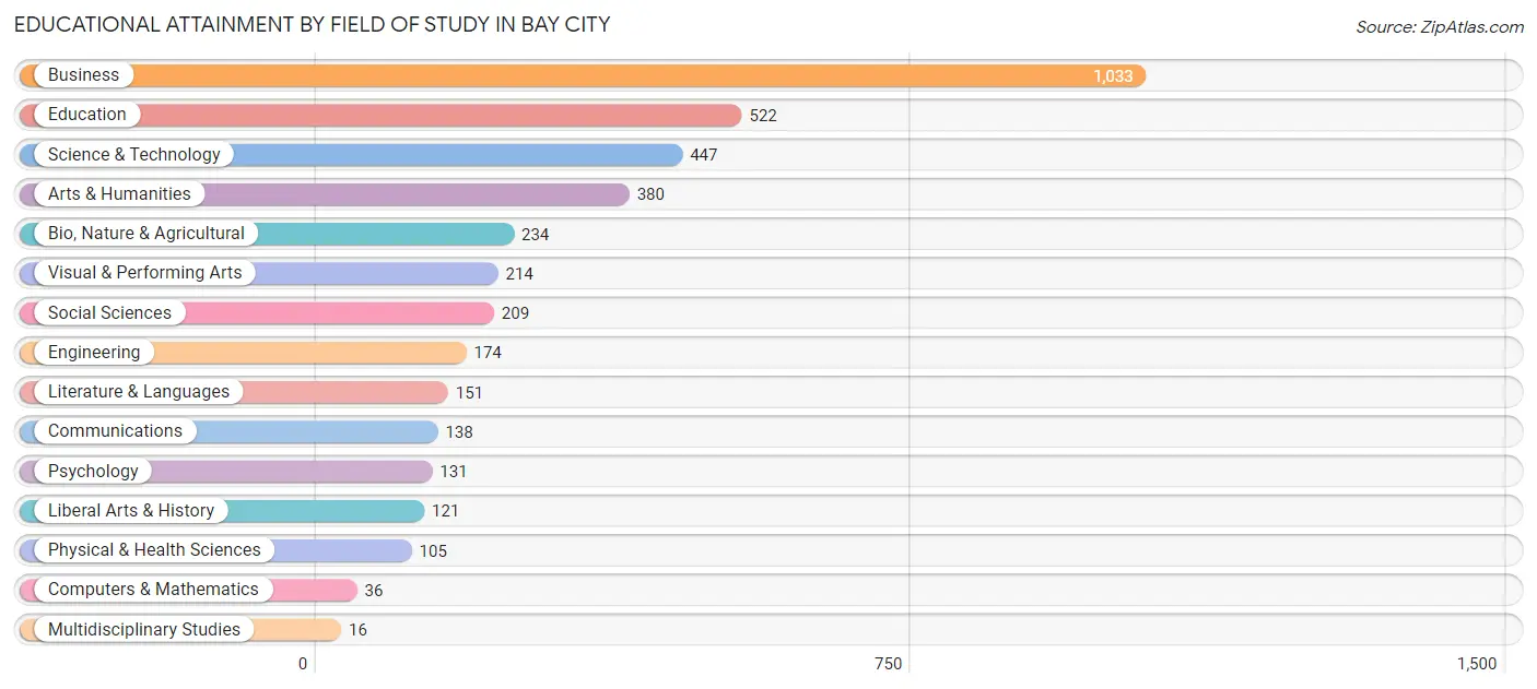 Educational Attainment by Field of Study in Bay City