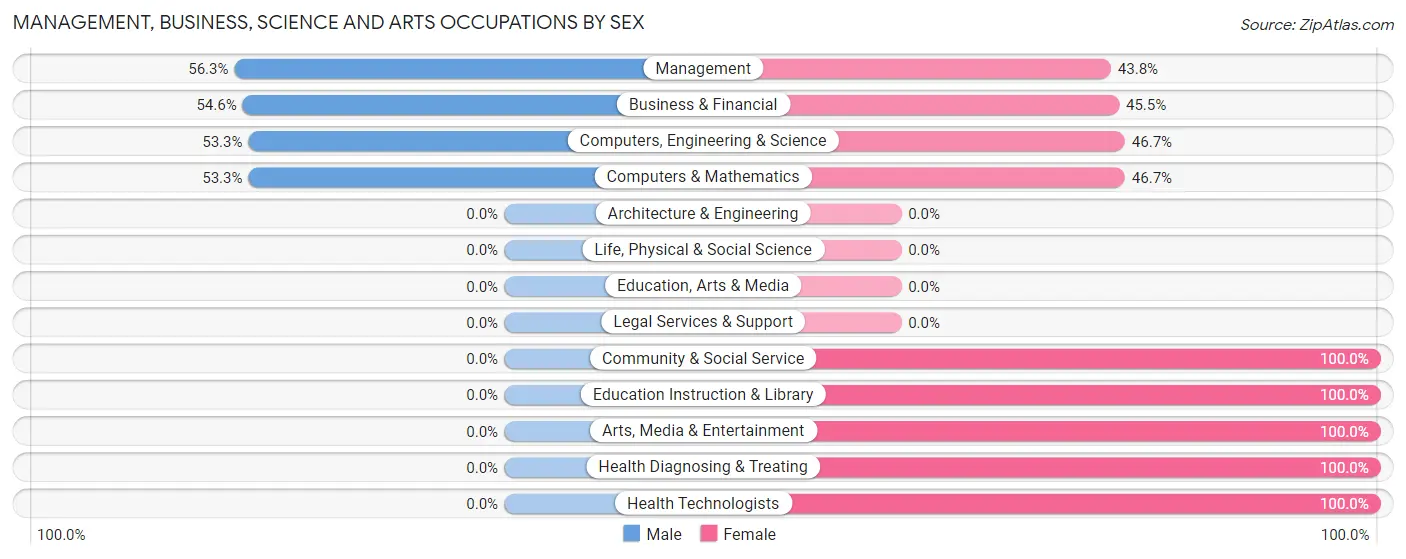 Management, Business, Science and Arts Occupations by Sex in Beal City