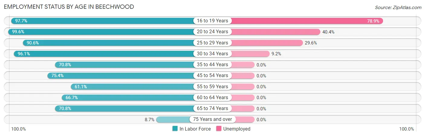 Employment Status by Age in Beechwood