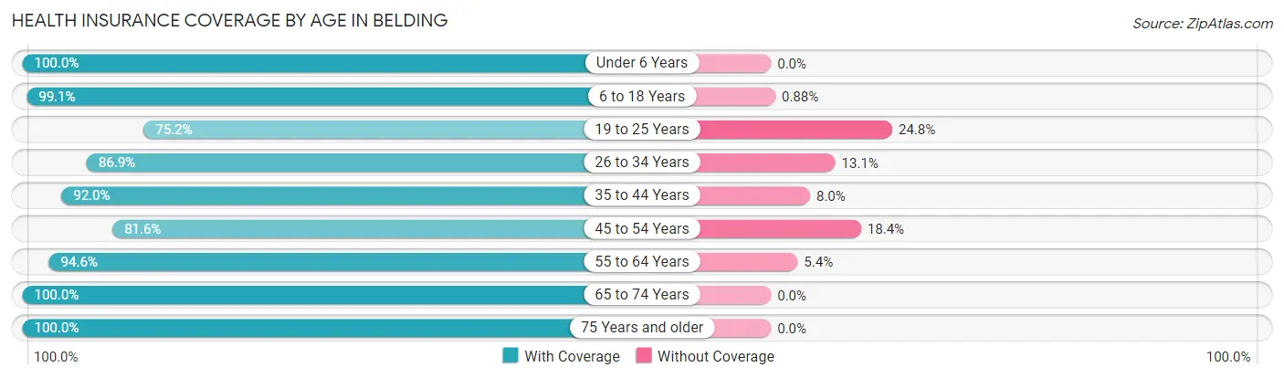 Health Insurance Coverage by Age in Belding