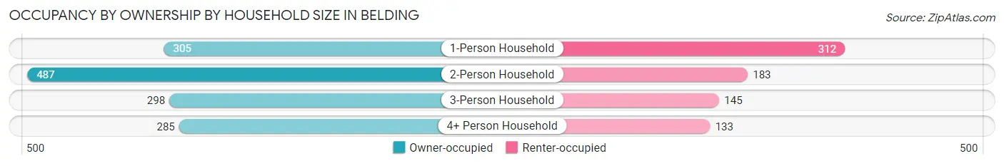 Occupancy by Ownership by Household Size in Belding